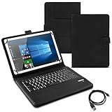 NAUC Tablet Tasche kompatibel für Trekstor SurfTab wintron 10.1 Pure Keyboard Case Tastatur Hülle Bluetooth QWERTZ Cover