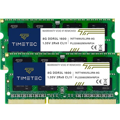 Timetec Premium 16GB KIT (2x8GB) DDR3L/DDR3 1600 MHz PC3L-12800 / PC3-12800 Nicht-ECC ungepuffert 1,35 V/1,5 V CL11 2Rx8 Dual Rank 204 Pin SODIMM Laptop Notebook PC Computer Speicher RAM Modul Upgrade