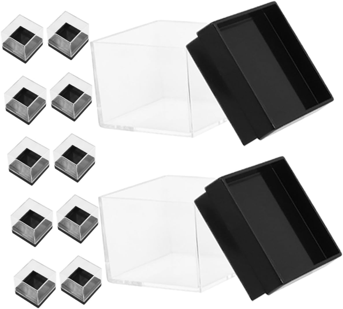 ERINGOGO 12pcs Plastic Mineral Specimen Boxes Raw Stone Sample Display Cases Compact Design for Collection Storage