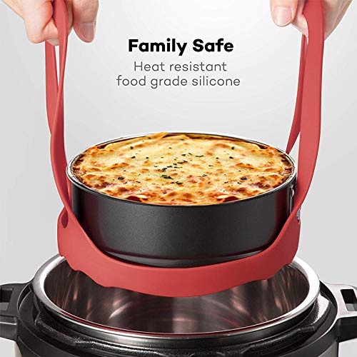 Pressure Cooker Sling Silicone Bakeware Lifter Accessories, Multi-function Cooker Anti-scalding Bakeware Lifter Steamer Rack, Pot-Pressure Cooker Pan Accessories, Silicone Egg Rack Stand (8inch, Red)