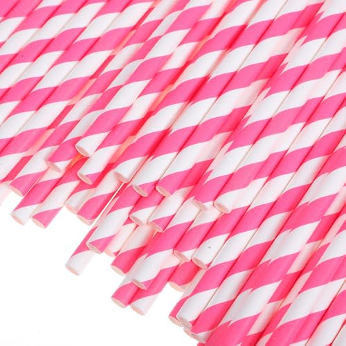 100 pitillos de papel rayados 20 cm desechables miniatura 3