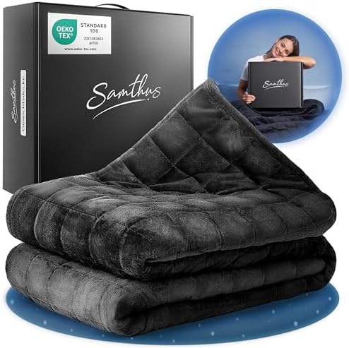 Samthus Gewichtsdecke 135x200cm 7kg Sherpa Fleece Oeko-Tex Zertifiziert | Therapiedecke & Entspannungsdecke - Besser schlafen mit unserer schweren Bettdecke - Weighted Blanket - Sc