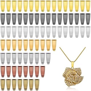 350 Pcs 7-Color Pendant Clasp Connectors Bails for Necklace, Metallic Feeling Pinch Bails Necklace Pendant Pinch Bails, Pendant Clasp Bails for Necklace Jewelry Making (11x4 mm)