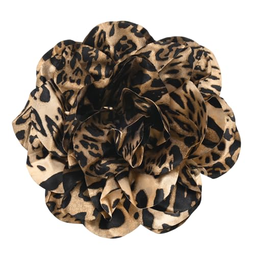 Image of M METERXITY Extra Large Rose Flower Brooches, Lapel Pins Dainty Satin Fabric Big Camellia Oversized Brooch Pin