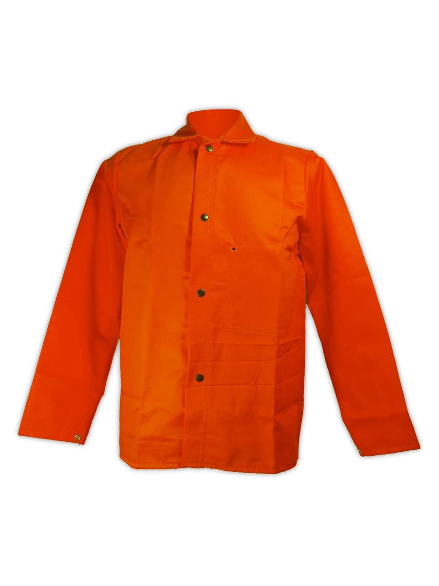 MAGID SparkGuard Flame Resistant 9.0 oz. Cotton Sateen Jacket, 1 Jacket, 30” Length, Size XL, Orange, OR1836