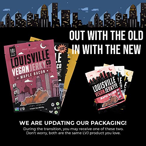 Louisville Vegan Jerky - Variety Pack, Vegetarian & Vegan-Friendly, 15-21 Grams Of Protein, Gluten-Free Ingredients, Includes Smoked Black Pepper, Maple Bacon, & Smokey Carolina Bbq (3 Oz, 3-Pack) #TOP5