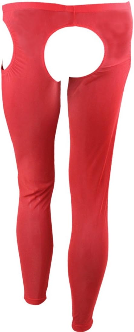 Alvivi Men's Open Crotch Tights Leggings Pants Stretchy Sexy Mesh Crotchless Briefs Underwear