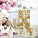 Baby Shower Boxes with Letters – Gold Boxes with Gold & White Balloons – 44-Piece Gender Reveal & Party Decoration Set by Vellax