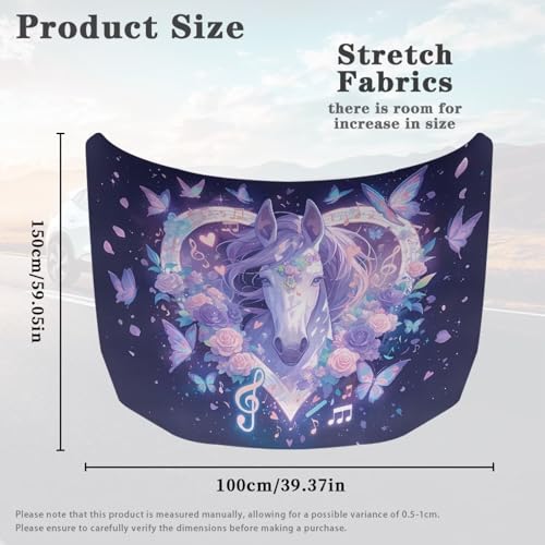 Image of Beautiful Butterfly Horse Car Hood Cover Protector 59x39 Inch Waterproof Auto Hood Flag All Weather Universal Automotive Exterior Accessories for Women