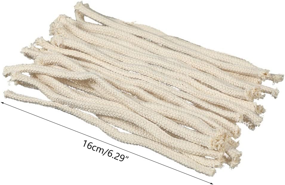 50x 1/4" Oil Lamp Wicks for Burner Round Braided Cotton Kerosene Light Fo 1/4" Diameter Round Cotton Wick Burner 6 Inch