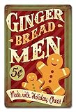 Gingerbread Men Holiday Metal Sign Plaque Metal Vintage Pub Tin Sign Wall Decor for Bar Pub Club Man Cave Retro Metal Posters Iron Painting 12x8 Inch