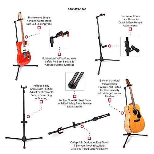 Gator Frameworks Single Hanging Stands With Self-Locking Yoke Fits Most Electric, Acoustic, And Bass Guitars (Gfw-Gtr-1500) #TOP3