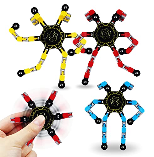 3Pcs Fidget Spinners,DIY Robot Fingertip Toys ,Decompression Toys,Deformable Creative Mechanical Gyro Toys,Stress Relief Mechanical Chain Toy for Kids Adults