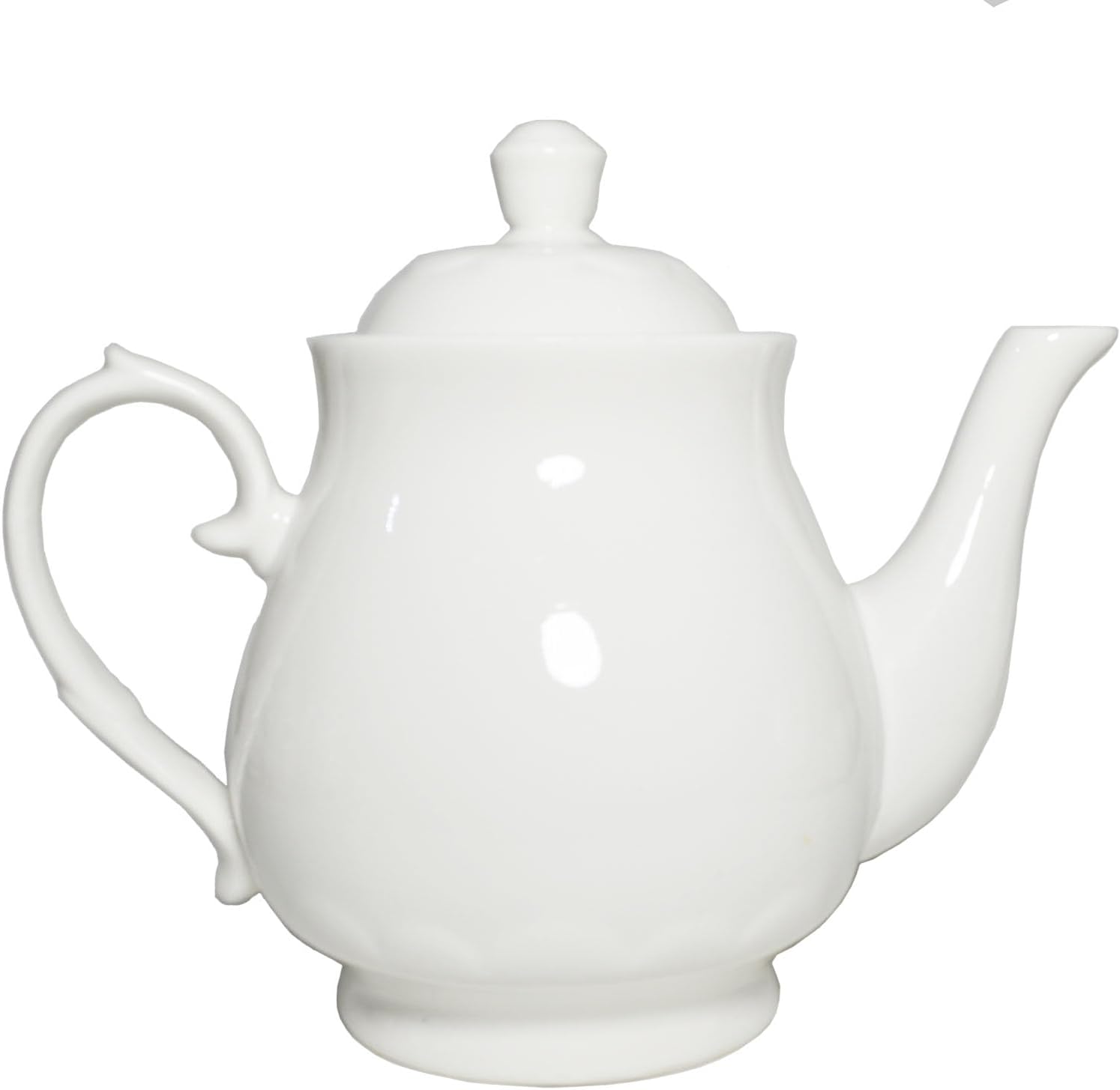 White Porcelain Teapot, Lotus Tea Pot Coffee Tea Water Pot Vintage Ceramic Gooseneck Kettle (59oz)