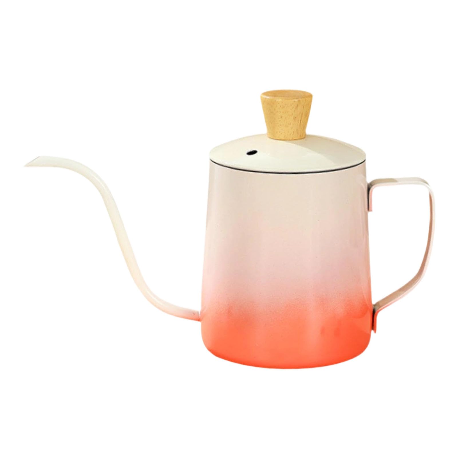 our fave 600ML Metal Coffee Vessel with Wooden Handle Lid and Narrow Neck Stainless Steel Construction Espresso Maker Long Stream Coffee Pouring Coffeepot