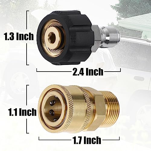 Tool Daily Pressure Washer Adapter Set, Quick Connect Kit, M22 14Mm To M22 Metric Fitting, 5000 Psi, 4 Pcs #TOP3