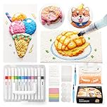 Shuttle Art 44 Pcs Magic 3D Foam Texture Painting Kit, Acrylic Paint Pens Set Including 28 Pcs Foam Texture Paper, 12 Colours Brush Tip Acrylic Paint Markers, Magic Painting Kit