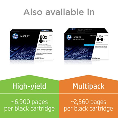 HP 80A | CF280A | Toner Cartridge | Black | Works with HP LaserJet Pro 400 Printer M401 series, M425dn