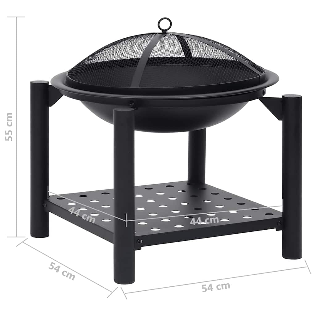 vidaXL Brasero con Atizador Jardín Patio Terraza Balcón Exterior Cuenco Chimenea Fogata Hornillo Calentador Calefactor Acero 54x54x55 cm