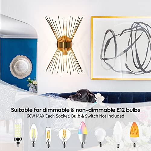 Neechicx 8960 2-Light Bathroom Vanity Light, Mid-Century Modern Starburst Gold Wall Sconce thumb #3