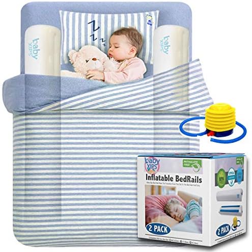Baby Xips Bed Bumpers for Toddlers - [2-Pack] Inflatable Bed Rails for Toddlers are Perfect for Home or Travel - Fit All Size Beds and Pass All Federal Toddler Bed Rail Guard Safety Laws