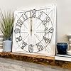 ALBEN Large Farmhouse Wall Clock 24 inch Square Farmhouse Style Clock Bundled with Decorative Reversible Wooden Sign