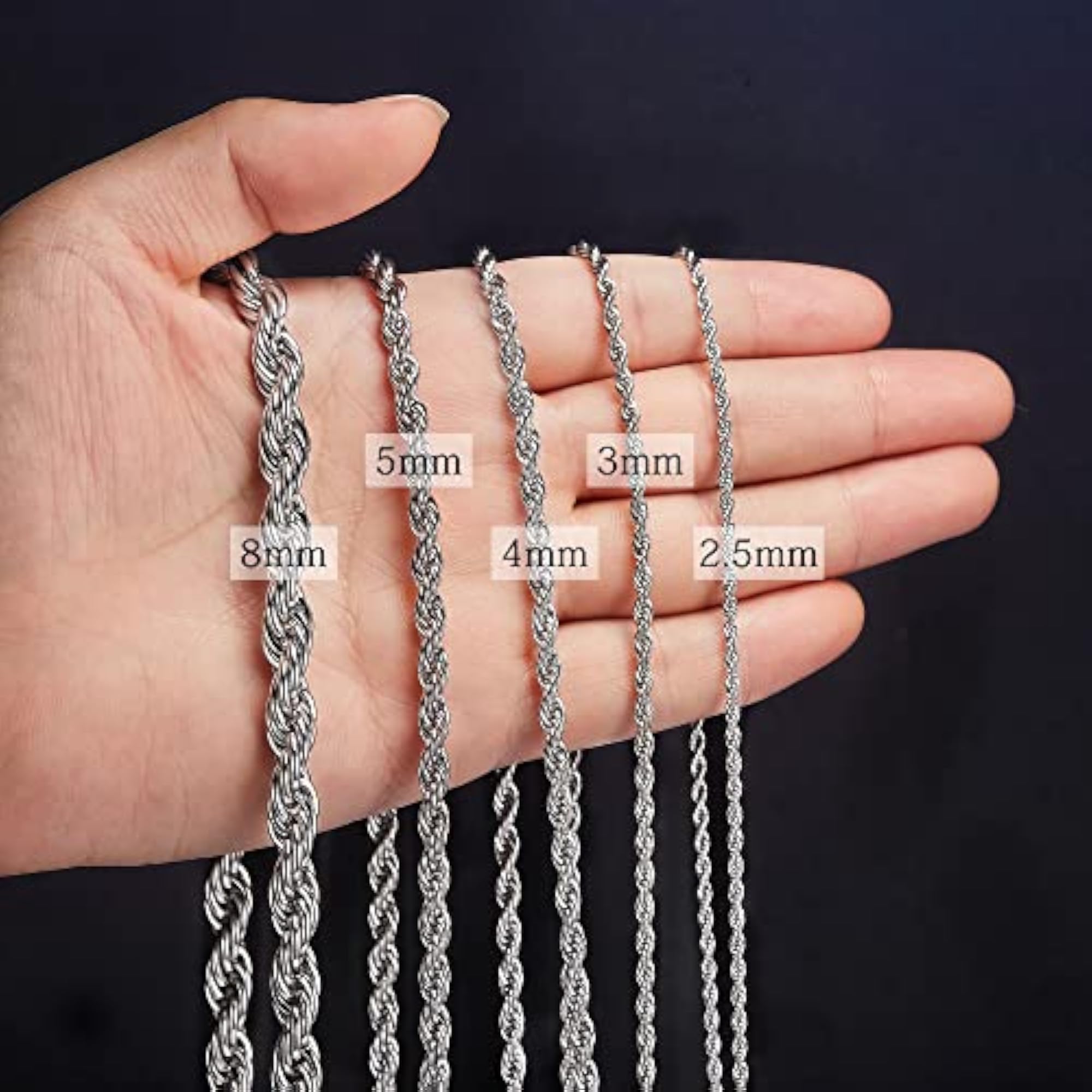 Twist Chain Necklace, Stainless Steel Rope Jewelry