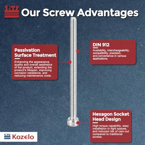 Kozelo 25 Stück Zylinderschrauben mit Innensechskant - [M4-0,7 x 60mm] 304 Edelstahl Vollgewinde Innensechskantschraube Antrieb für Elektromotor 3D-Druck Lüfter Motorenaustausch, Silber