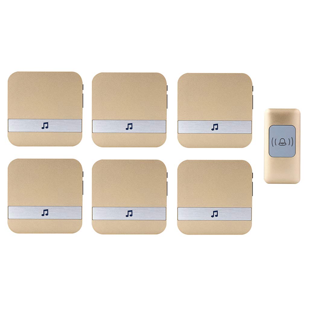 Kit de timbre digital inalámbrico resistente al agua 300 m 52 tonos 4 niveles volumen paquete 7 multicolor(Gold)