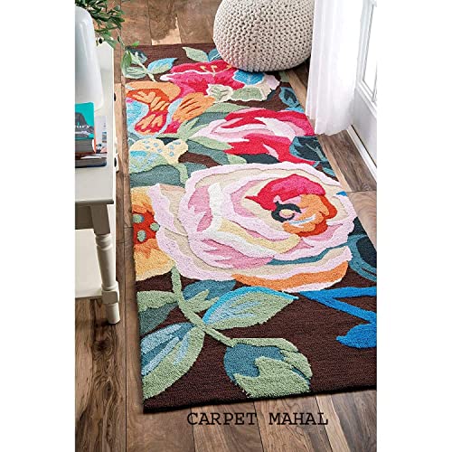 Image of Carpet Mahal Export Quality Handmade Tuffted Pure Woollen Carpet for Living Room Bedroom Size 6 x 6 feet Square (180X180 Cm) Color-Multi