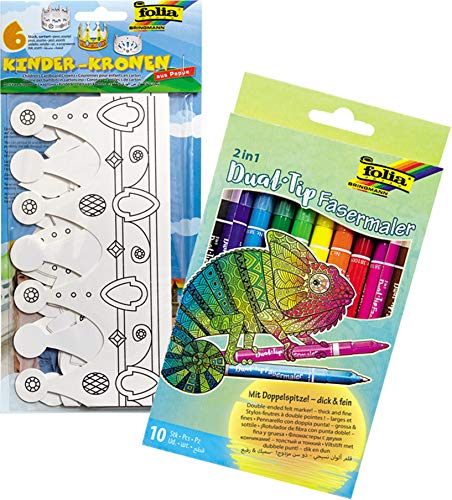 Preisvergleich Produktbild Folia Kinderkronen- und hüte (Kronen + Fasermaler)