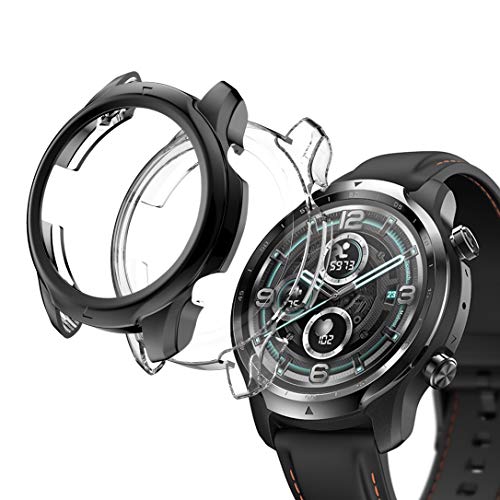 sciuU Funda para TicWatch Pro 3 / TicWatch Pro X, [Conjunto de 2] Carcasa Protectora para TicWatch Pro 3, Flexible TPU Protectora Resistente a los Golpes Shell Protector – Negro + Claro