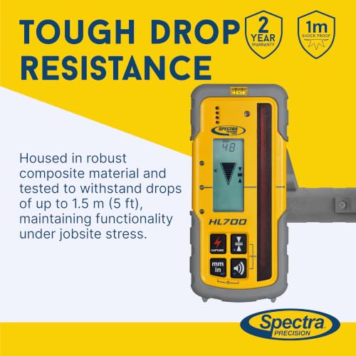 Image of Spectra Precision HL700 Digital Readout Receiver for Basic & Advanced Performance, Huge 5 in (12.7 cm) Reception Height, Front & Rear LCD Displays, Waterproof and Weatherproof