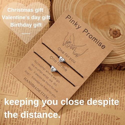 Image of SANNYRA Pinky Promise Bracelets for Couples, Matching Initial Relationship Bracelets, 26 Letter Friendship Bracelets for Him and Her