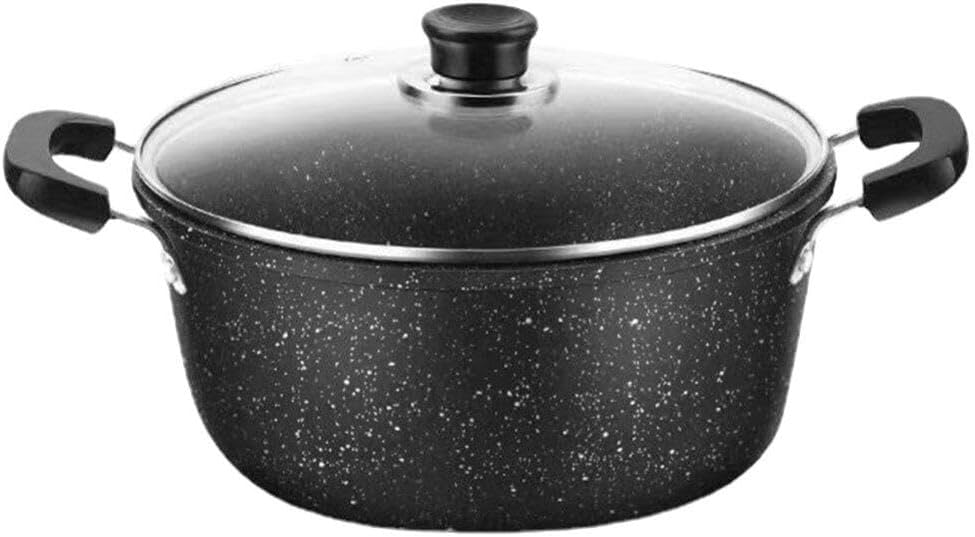 Hemoton Kitchen Stockpot Non-stick Lidded Iron Soup Pot for Cooking Soup and Pasta Versatile Cookware Mirror Polished Interior for Easy Cleaning
