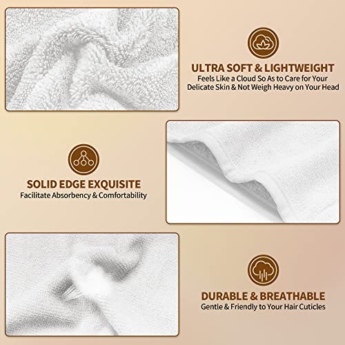 Nexcover Microfiber Hair Towel, 2 Pack (White Color) 9.8 Inch X 25.5 Inch Hair Turbans,Ultra Absorbent,Fast Drying Hair Towel Wraps,Head Towels For Women Wet Hair,Long,Curly,Thick,Frizzy Hair #TOP1