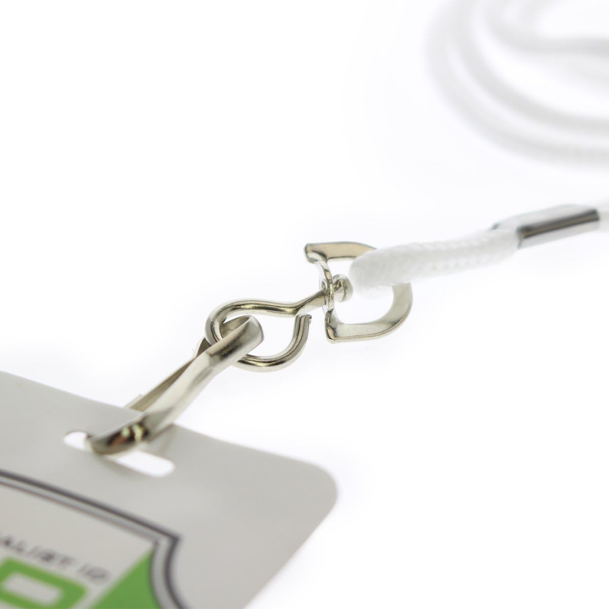 Specialist ID Bulk 100 Pack - Premium Round ID Badge Holder Neck Lanyards for Badges and Name Tags - 36 in Non-Breakaway Heavy Duty Rope Cord & Secure Metal Swivel J Hook Clip (White)