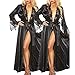 SHOBDW Ropa de Dormir Mujeres Sexy Largo Satén De Seda Kimono Suave...