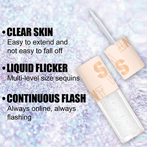 Lingyun Liquid Glitter Eyeshadow Eyeliner, Shimmer Under Eye Shadow Korean Eye Glitter Makeup, Sparkling High Pigment Eye Shadow Loose Glitter Glue For Eye Crystals Glitter Makeup (3#Fairy Tear) #TOP5