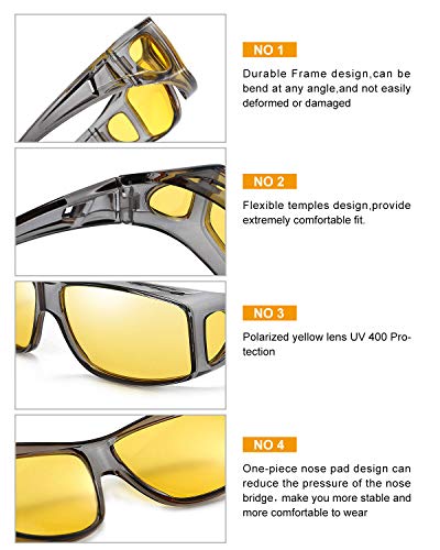 Night Vision Glasses For Men Women Anti Glare Polarized Hd Night Driving Glasses Wrap Around Fit Over Prescription Eyewear #TOP3