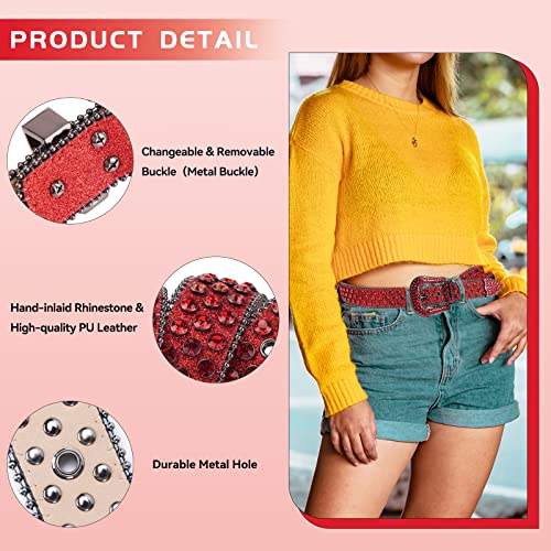 Men Women Rhinestone Belt Luxury Strap Leather Sparkle Studded Belts Western Bling Bling Diamond Cowboy Belts4