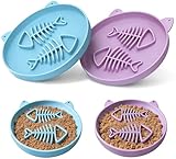 Zonopy Cat Bowl Slow Feeder, 2 PCS Silicone Cat Bowl, Food Bowl Slow Feeder Ideal for Dry and Wet Food, Easy to Clean, Interactive Puzzle Toy for Pets Food Training, Keeps Cats Busy, 17cm W*1.65cm H