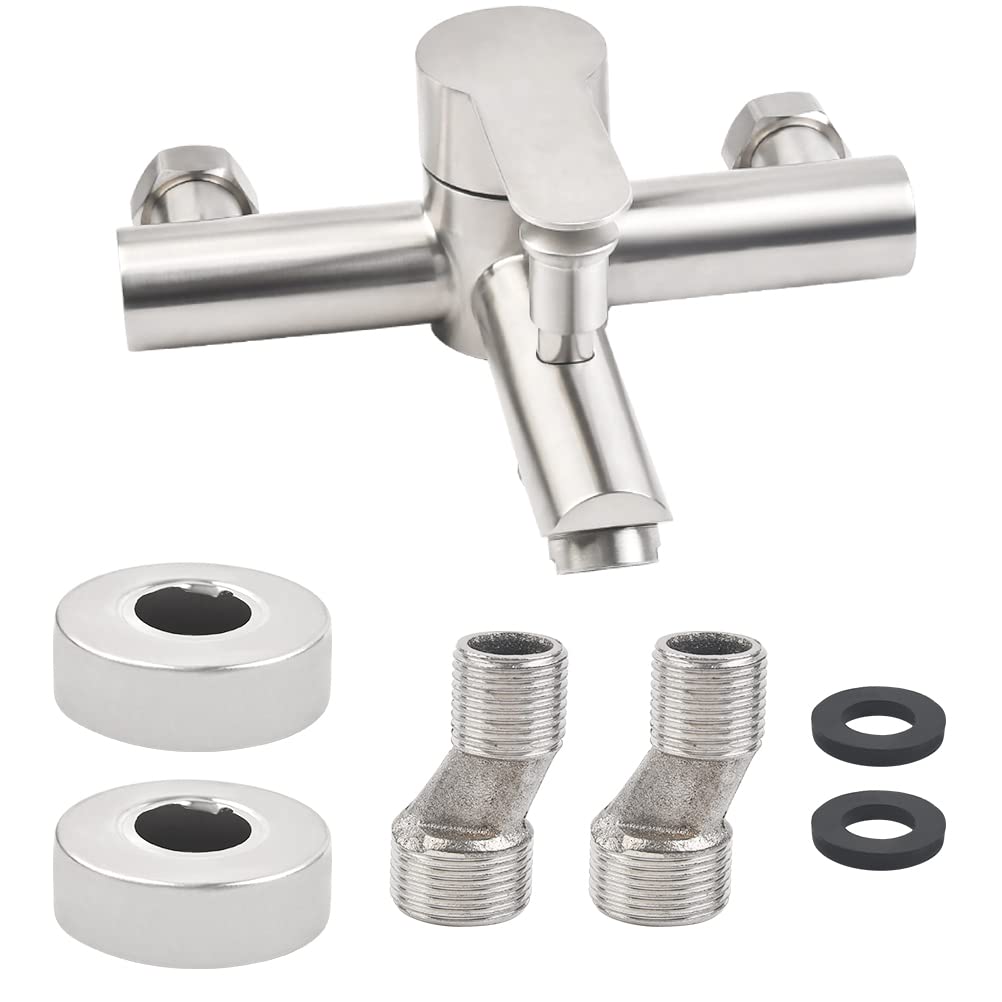 Grifo Para Bañera, Mezclador Monomando, con Desviador Manual, Montaje en Pared, con Salida de Ducha y Baño