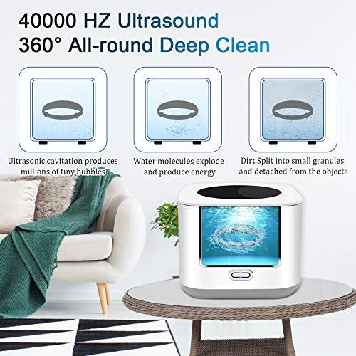 Mini Ultrasonic Cleaner, 180Ml 43Khz Portable Professional Ultrasonic Jewelry Cleaner,5 Minutes One Button Cleaner Machine With Basket For Cleaning Jewelry,Silver,Rings,Coin #TOP2