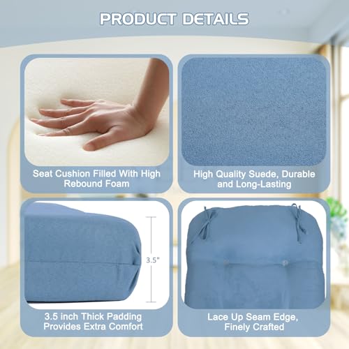 BECHAEO 5PCS Glider Rocker Replacement Cushions Thicken Soft Suede Rocking Chair Cushion Set with Ottoman Cover for Indoor Nursery Glider Rocking Chair, Blue