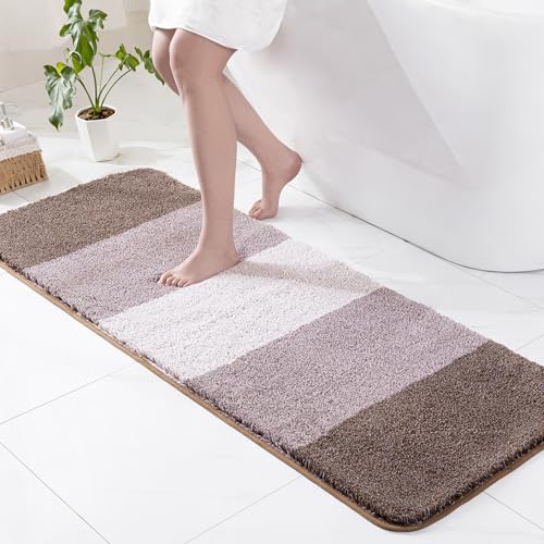 Exclusivo Mezcla Bathroom Rugs Mat 24x70, Extra Soft Non Slip Absorbent Microfiber Bath Rugs, Machine Washable Quick Dry Bath Mats for Bathroom Floor, Shower, Home Decor, Gradient Coffee by Exclusivo Mezcla - Used condition - US$12.28