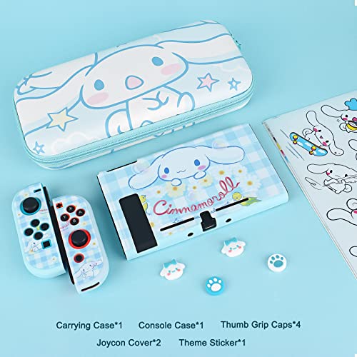 DLseego Case Compatible with Switch,Cute Protective Hard Portable Travel Carry Case,with Switch Accessories for Pockets,Holds 12 Cards,Bundle Bag with Switch Soft Case and Thumb Grip Caps,Cloud Dog - Image 4