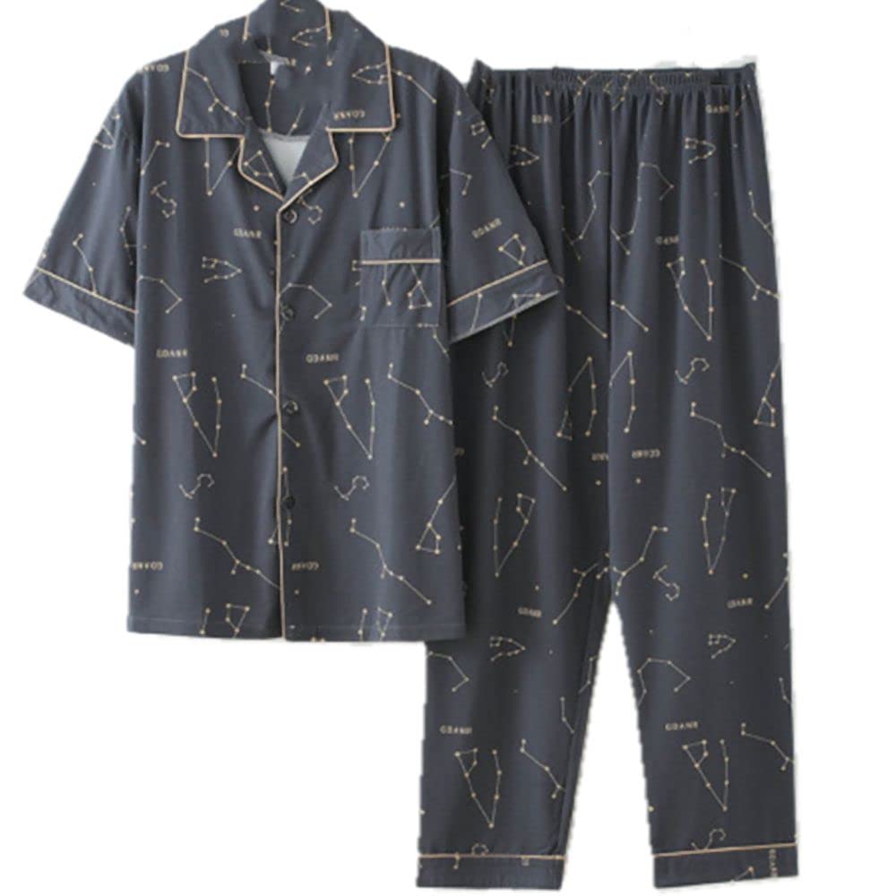 N\WMen's Pajama Set Summer Autumn Comfortable Men Sleepwear Short Sleeve Pajamas