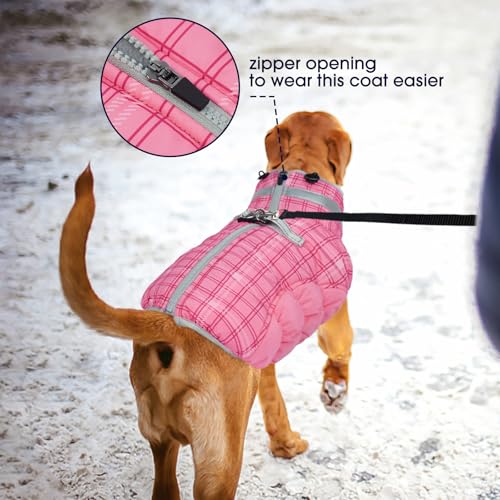 Image of FUAMEY Dog Winter Coat Fleece Warm Medium Dog Coat with Harness Built in