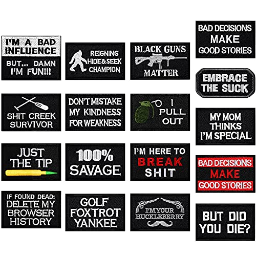 20 Pieces Tactical Embroidery Patch Funny Military Patch Full Embroidered Appliques for Caps Bags Vests Military Uniforms